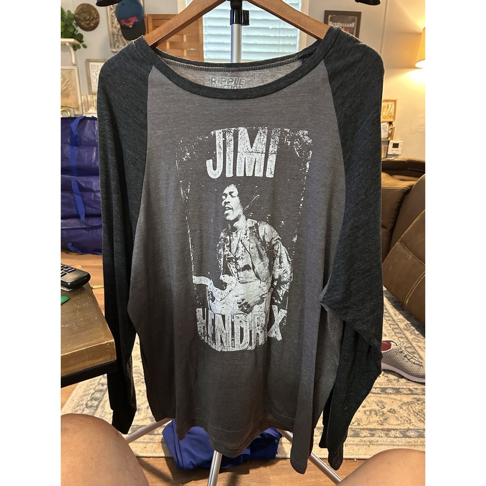 Jimi Hendrix Soft T‎ Shirt Size 2 XL Dark And Light Gray Long Sleeve